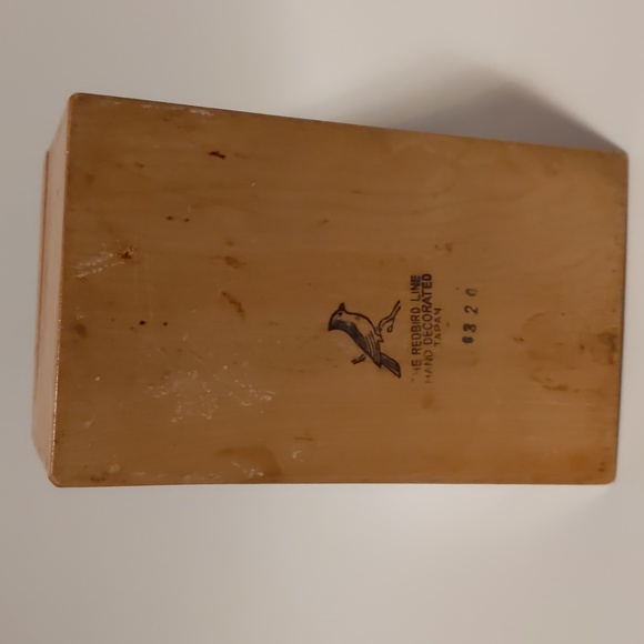 The Redbird Line Canister Recipe Box VTG Japanese Wood Box - Picture 6 of 9